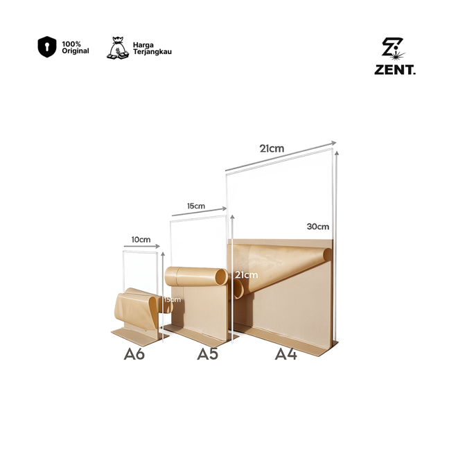 Akrilik Tempat Display Brosur/Tent Akrilik Model T/Stand QRIS A4 30x21cm